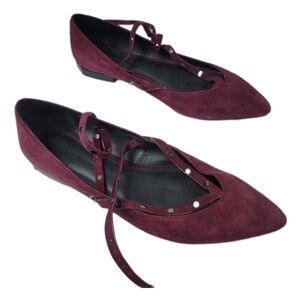 REBECCA Minkoff Womens Faye Dark Maroon Ballet Flats Size 10